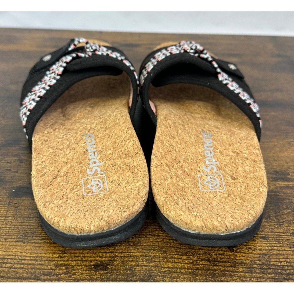 Spenco Women's Bonaire Orthotic Slide Sandals Black Print Cork Size 9 B Comfort - Picture 5 of 11